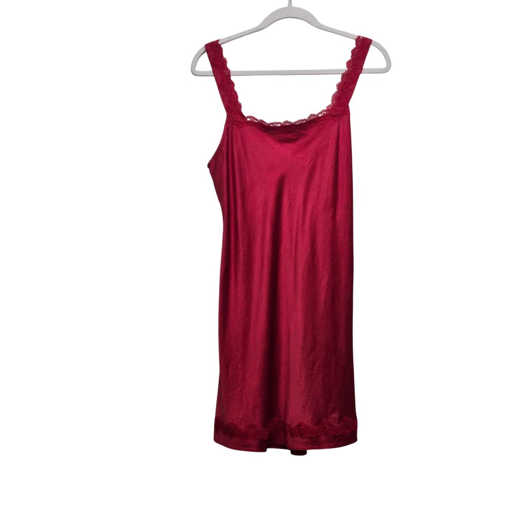 Olga Nightgown Women M Red 100% Silk Lace Trim Chemise Luxury Sleepwear Lingerie